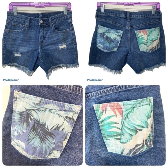 Gap Women's Hawaiian Floral Pocket 5" Jean Shorts - Picture 1 of 11
